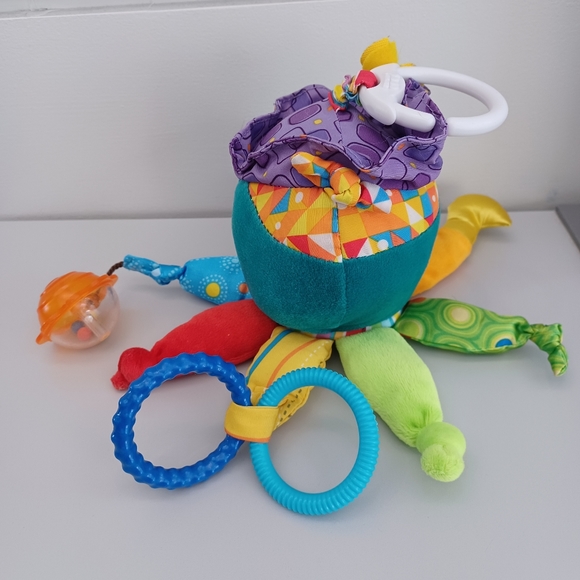 •Tomy Lamaze Pirate Octopus Baby 8" Plush Rattle Mirror Sensory Fabrics Clip On - Picture 5 of 11